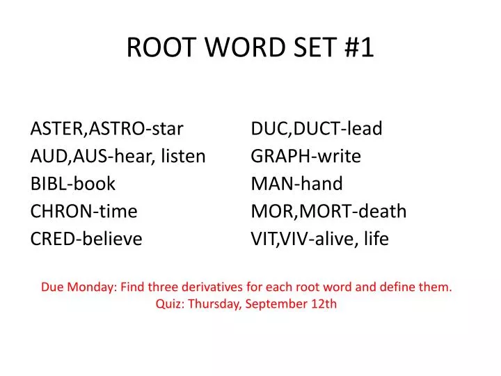 root word set 1