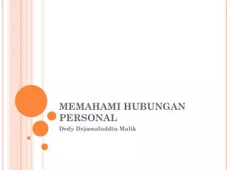 memahami hubungan personal