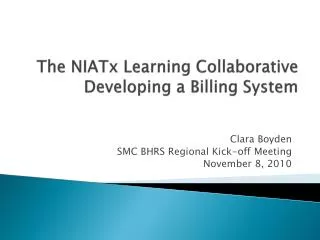 the niatx learning collaborative developing a billing system