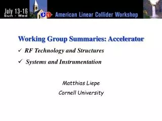 Working Group Summaries: Accelerator RF Technology and Structures Systems and Instrumentation