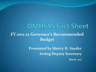 OMHSAS Fact Sheet