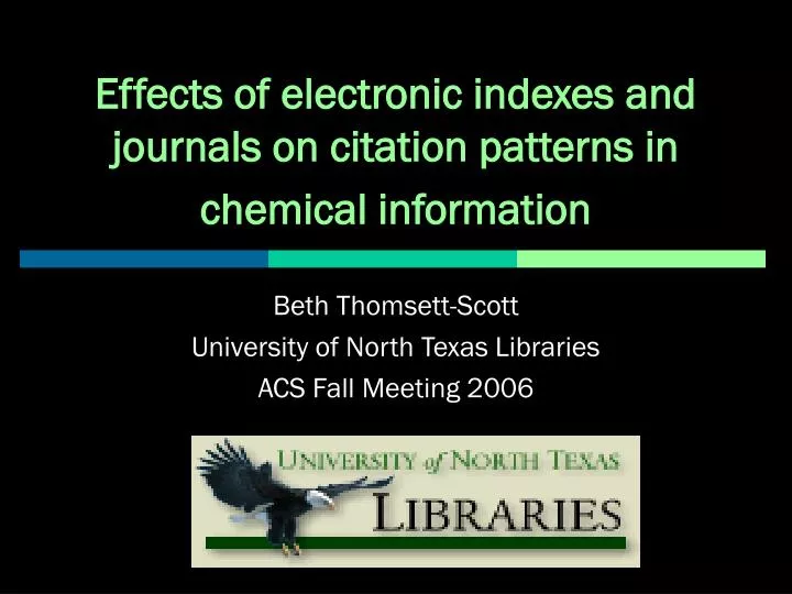 effects of electronic indexes and journals on citation patterns in chemical information