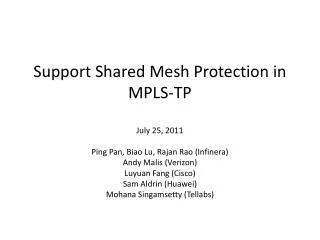 Support Shared Mesh Protection in MPLS-TP