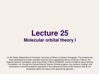 Lecture 25 Molecular orbital theory I