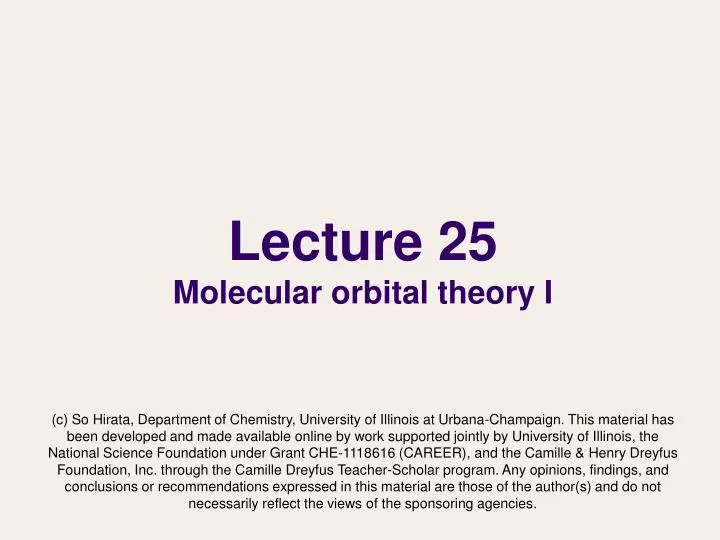 lecture 25 molecular orbital theory i