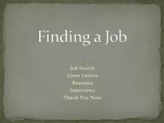 Finding a Job