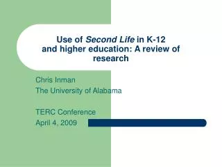 Use of Second Life in K-12 and higher education: A review of research