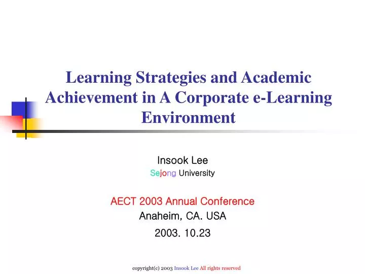 learning strategies and academic achievement in a corporate e learning environment