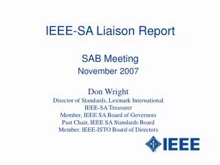 IEEE-SA Liaison Report