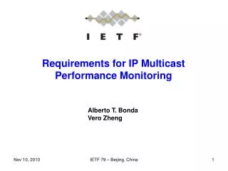 Requirements for IP Multicast Performance Monitoring