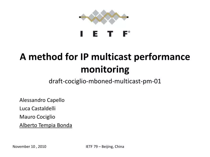 a method for ip multicast performance monitoring