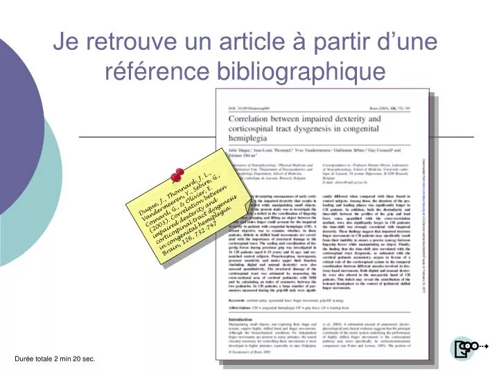 je retrouve un article partir d une r f rence bibliographique