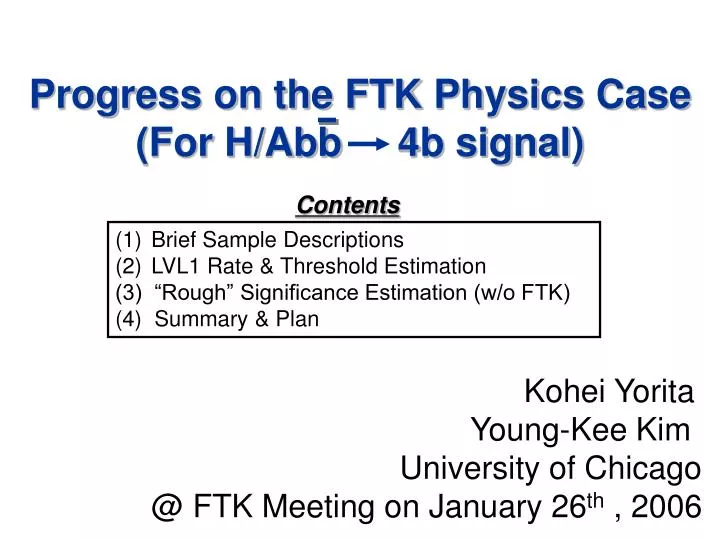 progress on the ftk physics case for h abb 4b signal