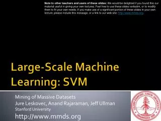 Large-Scale Machine Learning: SVM