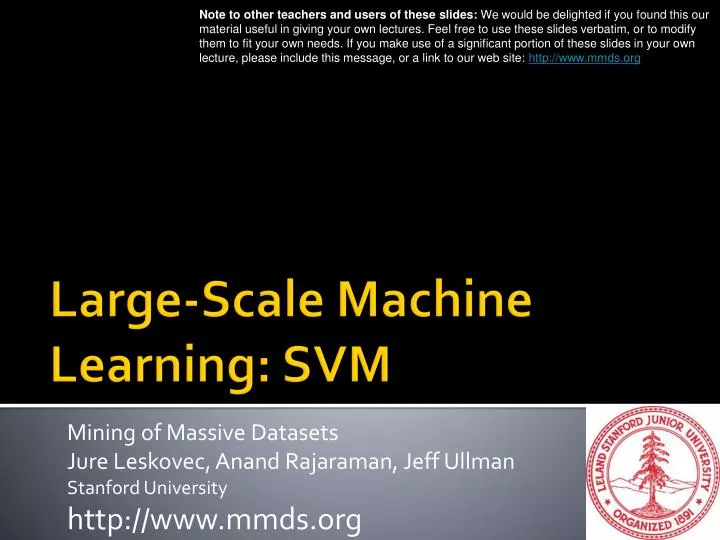 large scale machine learning svm