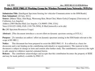 Project: IEEE P802.15 Working Group for Wireless Personal Area Networks (WPANs)