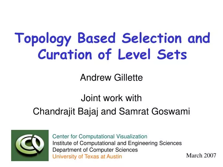 topology based selection and curation of level sets