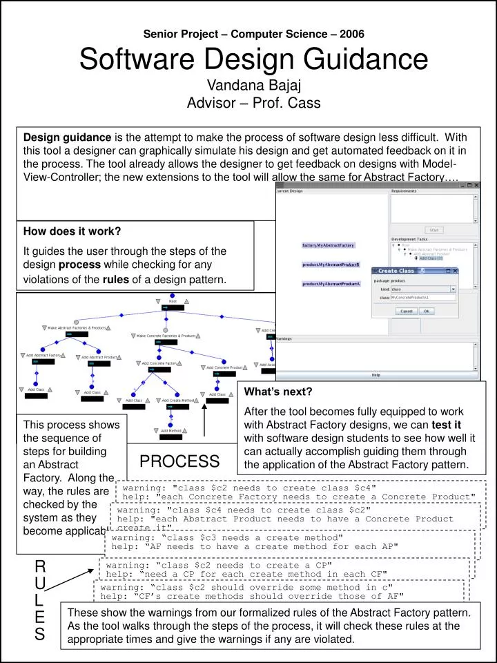 senior project computer science 2006 software design guidance vandana bajaj advisor prof cass