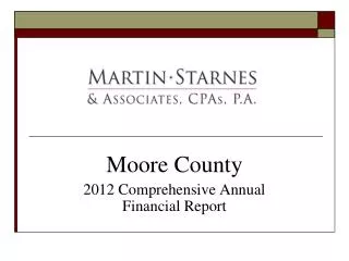 Moore County 2012 Comprehensive Annual Financial Report
