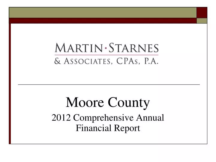 moore county 2012 comprehensive annual financial report
