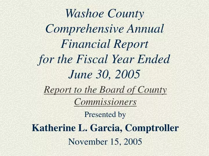 washoe county comprehensive annual financial report for the fiscal year ended june 30 2005