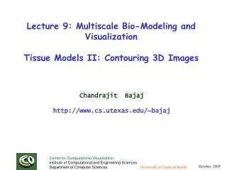Lecture 9: Multiscale Bio-Modeling and Visualization Tissue Models II: Contouring 3D Images