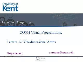 12: One-dimensional Arrays