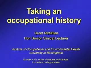 Taking an occupational history