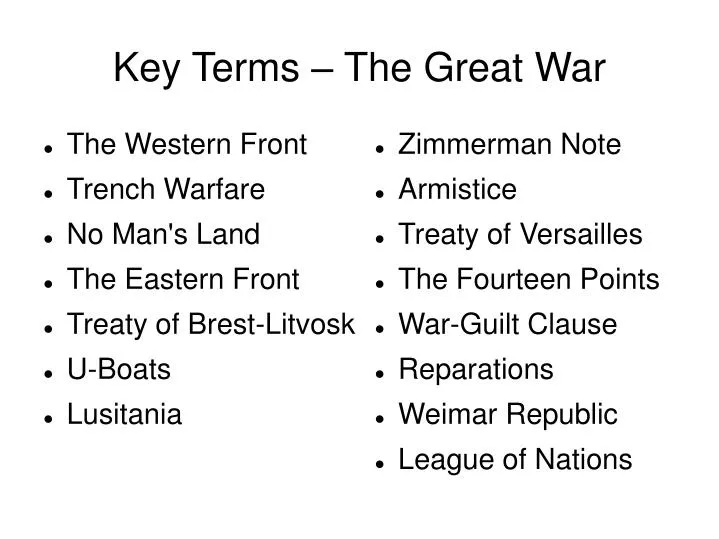 key terms the great war