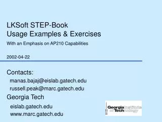 LKSoft STEP-Book Usage Examples &amp; Exercises With an Emphasis on AP210 Capabilities 2002-04-22