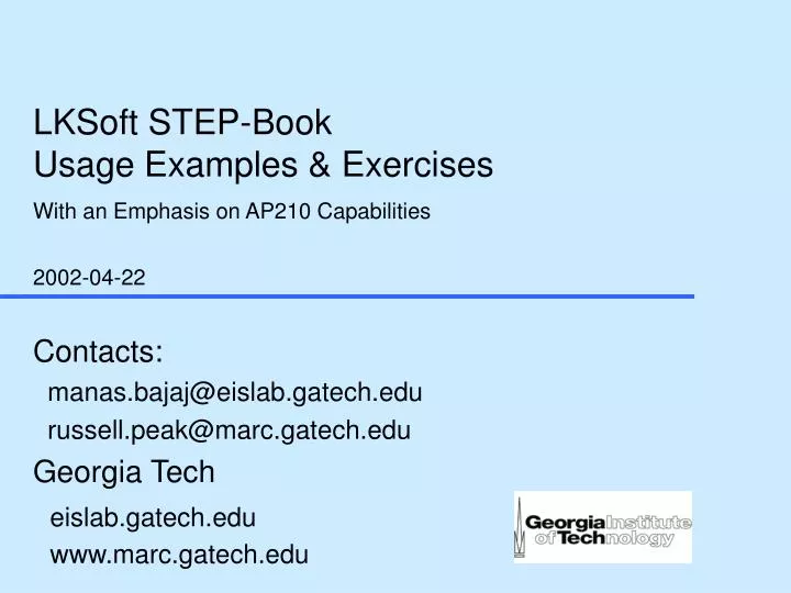 lksoft step book usage examples exercises with an emphasis on ap210 capabilities 2002 04 22