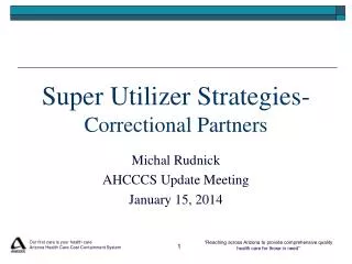 Super Utilizer Strategies- Correctional Partners