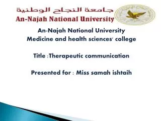An- Najah National University Medicine and health sciences' college