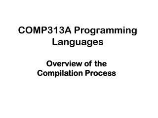 COMP313A Programming Languages