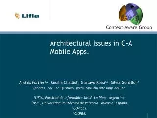 Architectural Issues in C-A Mobile Apps.
