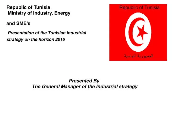 republic of tunisia ministry of industry energy and sme s