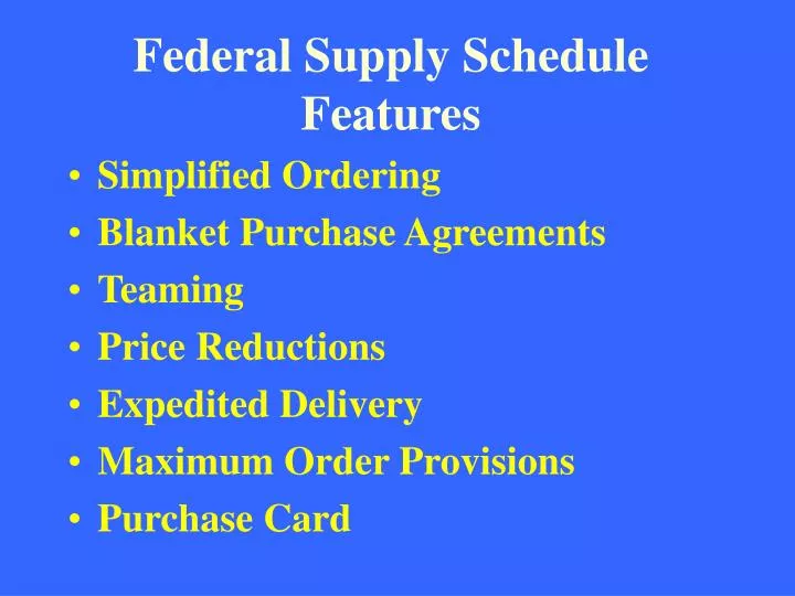 federal supply schedule features