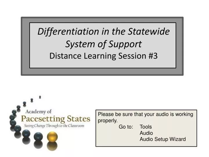 differentiation in the statewide system of support distance learning session 3