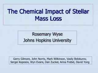 The Chemical Impact of Stellar Mass Loss