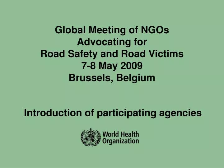 global meeting of ngos advocating for road safety and road victims 7 8 may 2009 brussels belgium