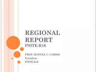 REGIONAL REPORT PSITE-R10