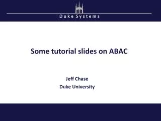 Some tutorial slides on ABAC