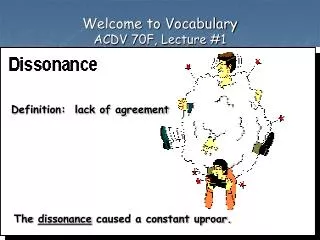 Welcome to Vocabulary ACDV 70F, Lecture #1