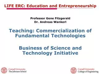 LIFE ERC: Education and Entrepreneurship