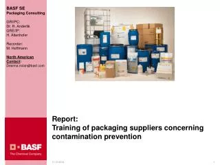 Report: Training of packaging suppliers concerning contamination prevention
