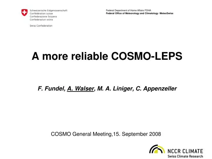 a more reliable cosmo leps f fundel a walser m a liniger c appenzeller