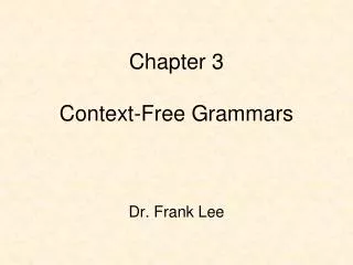 Chapter 3 Context-Free Grammars