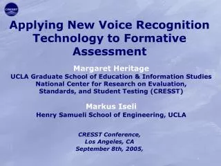 Applying New Voice Recognition Technology to Formative Assessment