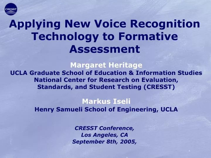 applying new voice recognition technology to formative assessment