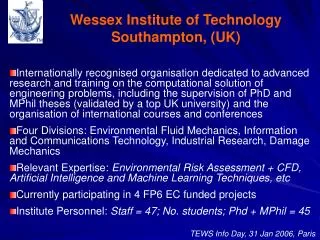 Wessex Institute of Technology Southampton, (UK)